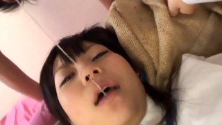 Cute Asian schoolgirl fucked with a carrot