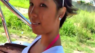 Beautiful Filipina gal strips outdoors and shows us her amazing body