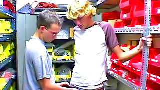 Cute teen boys have amazing hardcore sex in the storage room