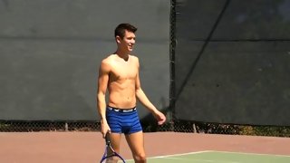 Tennis playing gay duo get horny and fuck