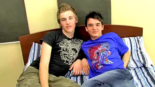 Hot blonde gay dude orally pleases his handsome lover