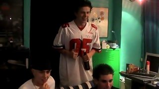 Evan Heinze is pressed against the wall during sex