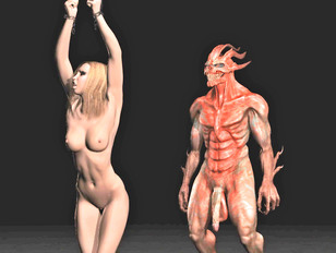 BDSM 3d babe used by two perverted monsters