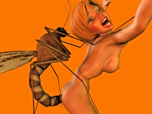 Hot blonde gets brutally raped by a giant insect