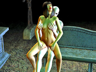 Gorgeous 3D babe having sex with a zombie