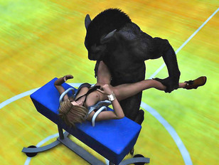 3d werewolf sex with a blonde in the gym