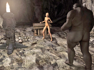 Huge cave ogre captures and rapes a sweet girl