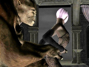 Watch how babes in stockings can seduce tough monsters to fuck them