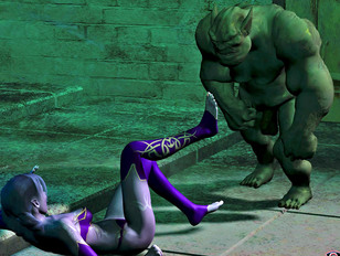 Great ogre attacks elf babe and rapes her