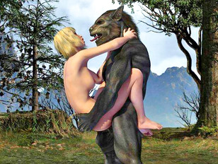 Scary huge werewolves hunting for busty human females