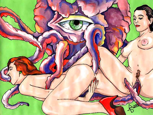 Hot sluts enjoy fucking tentacle monsters