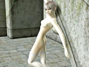 Elf babe 3d is posing nude touching her boobs