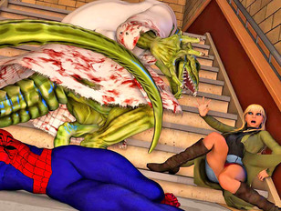 After killing Spider Man the green monster rapes a seducing girl