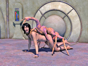 Sexy 3d pics of a naughty girl having sex with an evil monster.