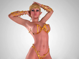 3D elf princess showing off her stunningly beautiful magical naked body