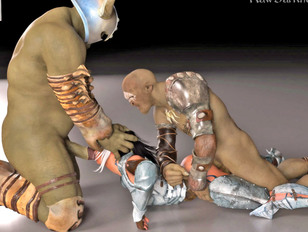 Seducing 3D warrior babe captured and getting savagely raped by orcs