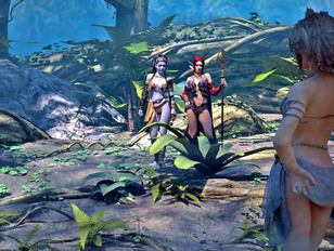 Incredibly sexy 3D lesbian elves having xxx action in the jungle