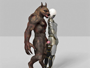 horny 3d toon monster jumping all over white tiny gal
