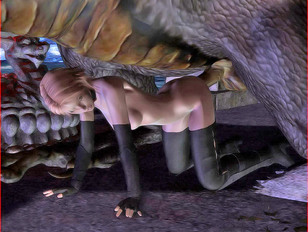 Fantasy babe getting fucked hard by a dragon with enormous cock