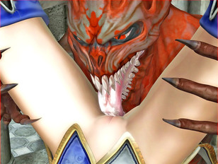 Sweet 3D warrior girl getting brutally fucked by an infernal demon