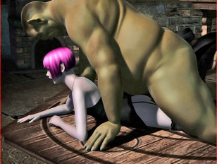 Foxy 3D chick getting fingered and banged by a horny ogre