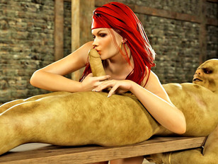 3d monster sex stories about red-haired gal riding on dick