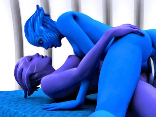 Amazingly seductive 3D bisexual blue alien babes having a threesome