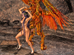 Chained charming 3D elf getting brutally violated by a horny phoenix