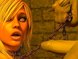 Petrified blonde in 3D evil porn scene