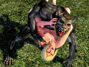 Two werewolves enjoy one babe's tight pussy and ass
