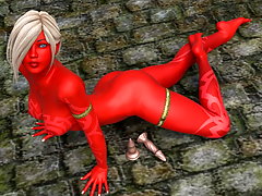 picture #4 ::: Red-skinned exotic babe squirms with passion.