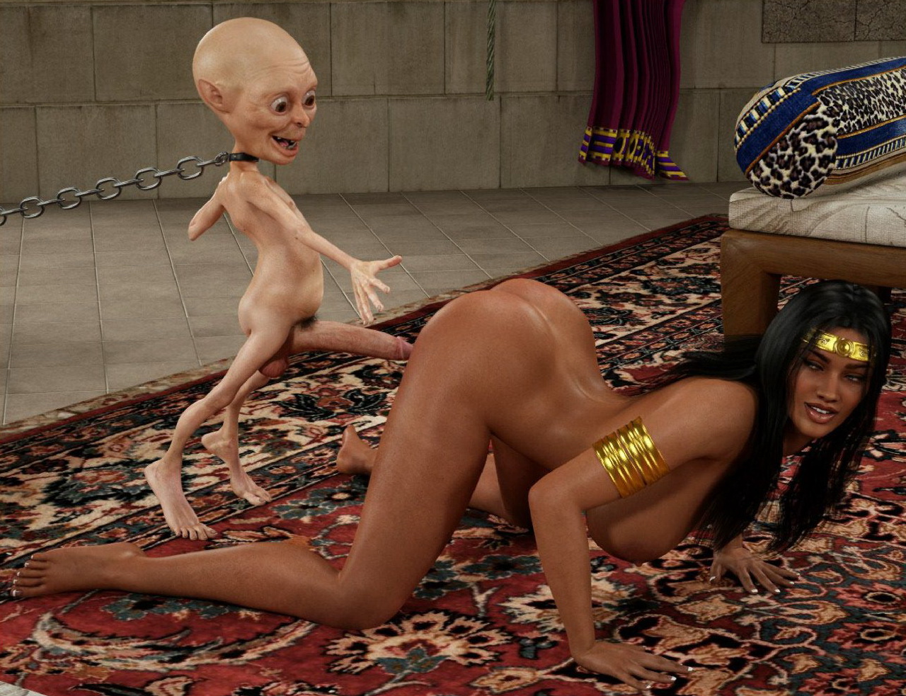 Tiny monster with a huge cock bangs a 3D babe Elf raped by demons