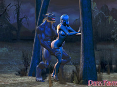 picture #1 ::: Wild werewolf rapes a hot blonde in the forest