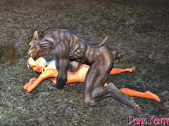 picture #3 ::: Hot 3d babe enjoys a werewolf's dong