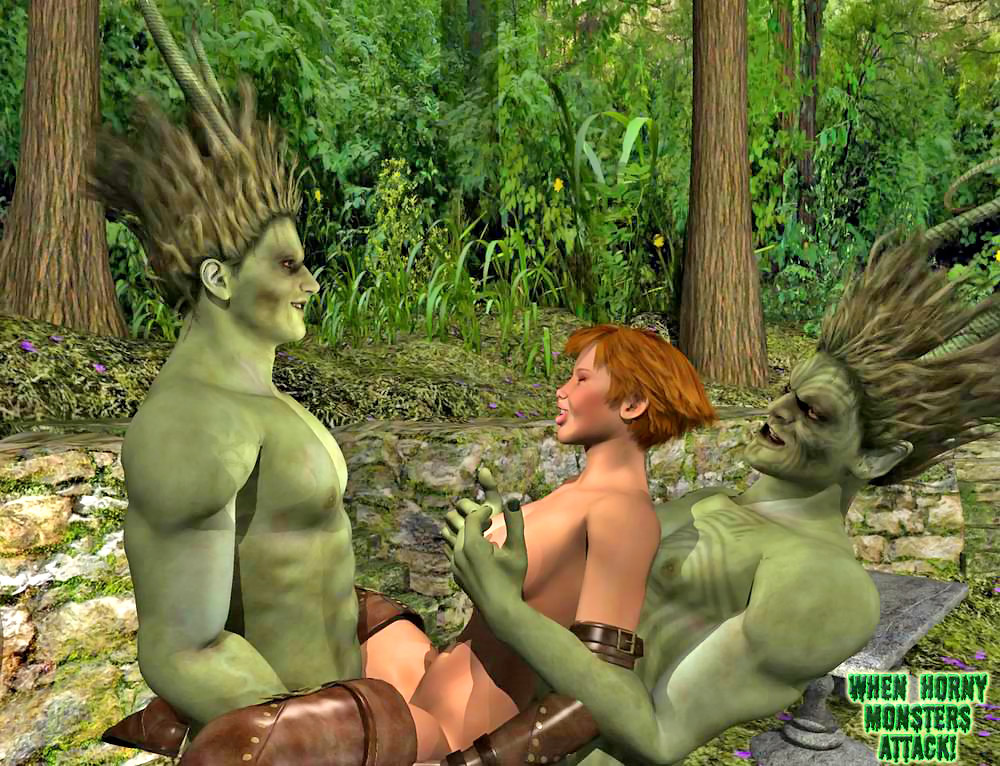 Threesome In The Woods - Threesome in the woods - monster porn cartoon at Hd3dMonsterSex.com