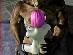 picture #1 ::: Pink haired elven whore with two trolls
