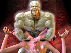 picture #5 ::: Pretty blonde gangbanged by hideous creatures