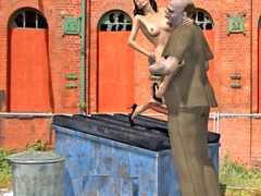 picture #3 ::: Horny giant rapes a lovely girl by the dumpster