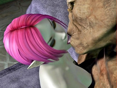 picture #3 ::: Sexy 3d elf girl getting it on with a cave monster
