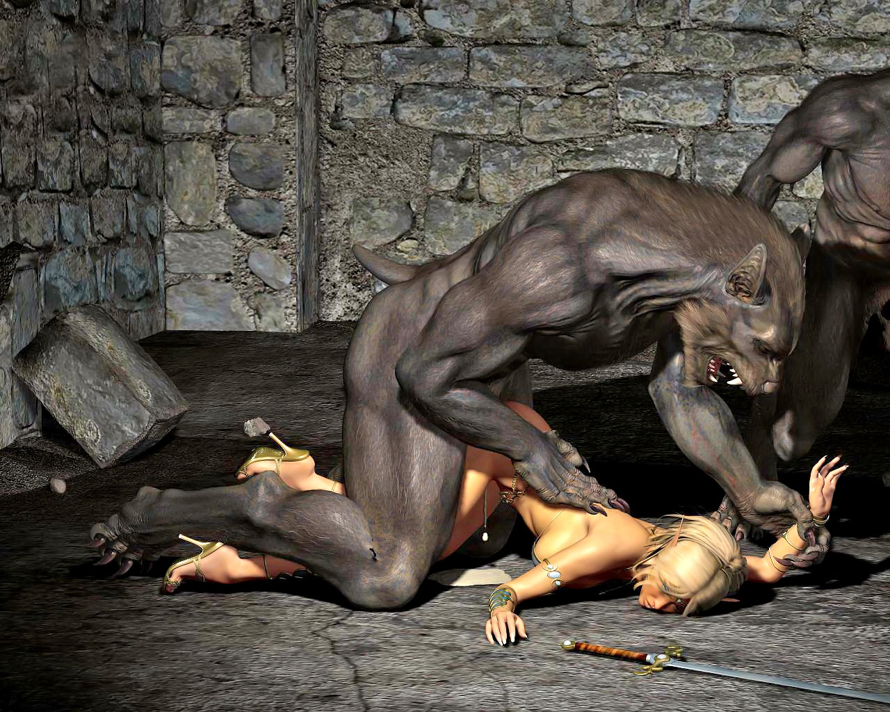 1280px x 1024px - Pussy craving werewolves rape a hot warrior girl | Elf raped by demons