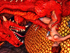 picture #1 :::  Red dragon captures and molests a hot girl