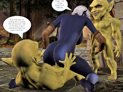 picture #2 ::: Horny monster jizzes all over two skanky girls