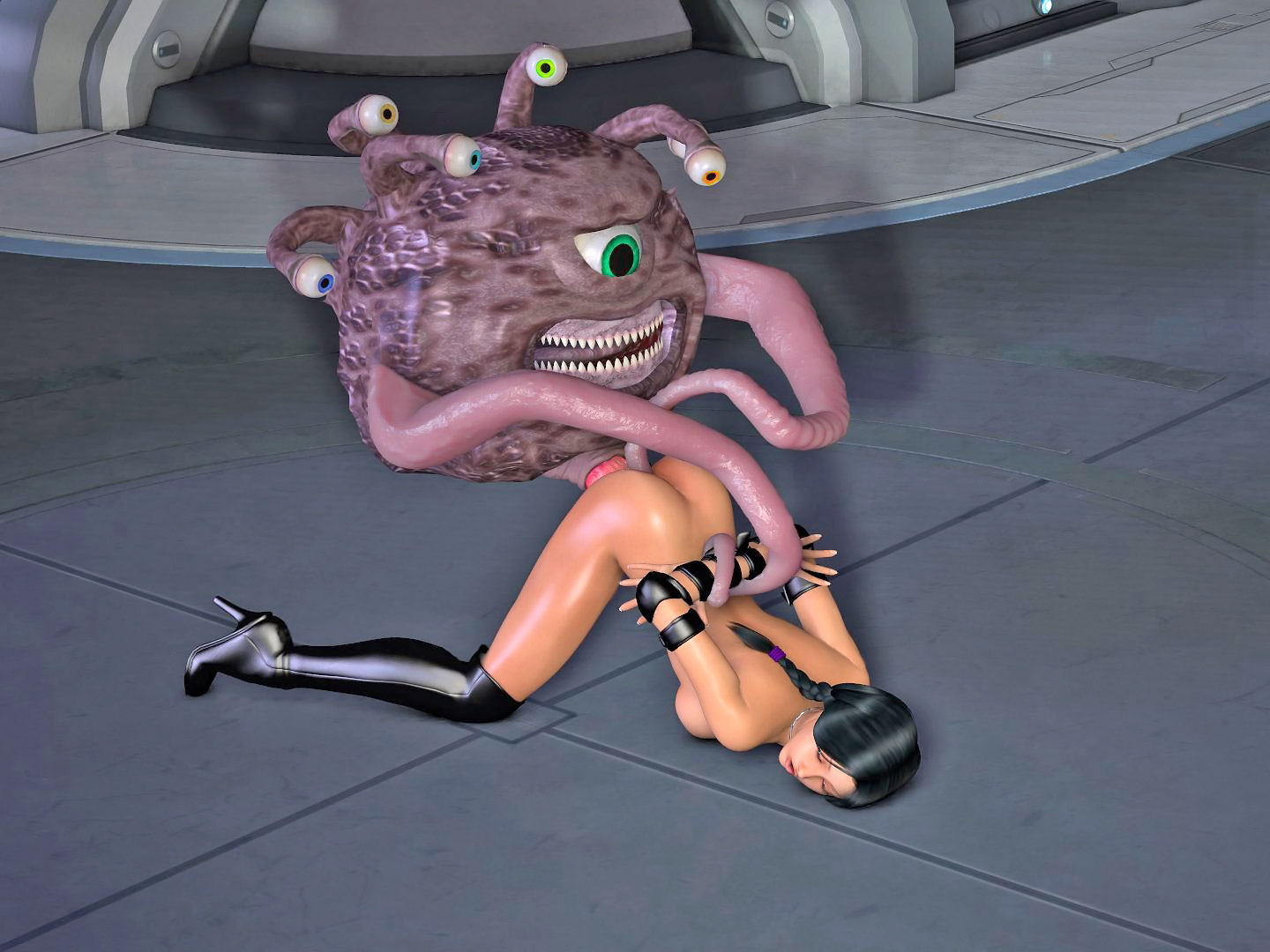 Alien Sex Toons - Lusty babe gets all holes drilled by a horny alien creature at  3dEvilMonsters
