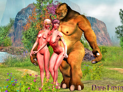 picture #3 ::: Slutty elven babes fuck a big troll