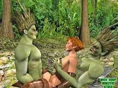 picture #1 ::: Slutty babe double teamed by wood trolls
