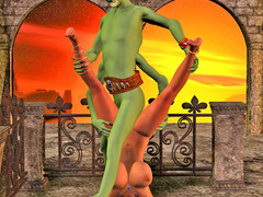 picture #3 ::: Slutty green girl riding on giant's toe