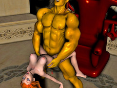 picture #1 ::: Horny devil stuffs a brunette with his monster cock