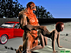 picture #4 ::: Busty babe raped by a monster in the parking lot