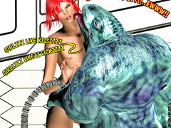 picture #2 ::: Hottie gets eaten out by a horny lizard monster