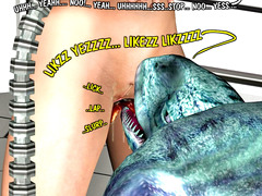 picture #4 ::: Horny lizard monster loves licking pussies